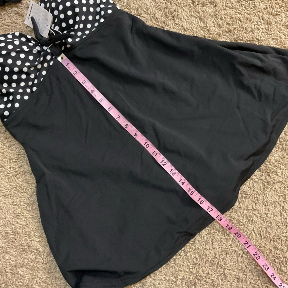 NWT Vintage Style Polka Dot Halter Neck Swim Dress, Black/White, Size XL/12-14 - Picture 10 of 10
